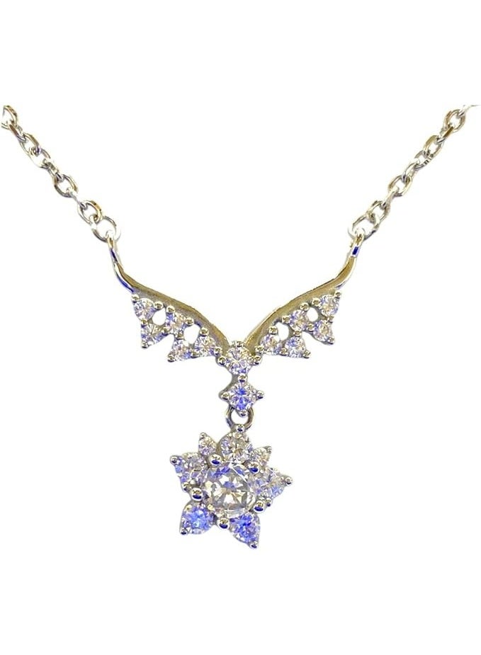 Swiss sterling silver pendant for women, plated with high-quality white gold, "Star of Love" design. - Image 1
