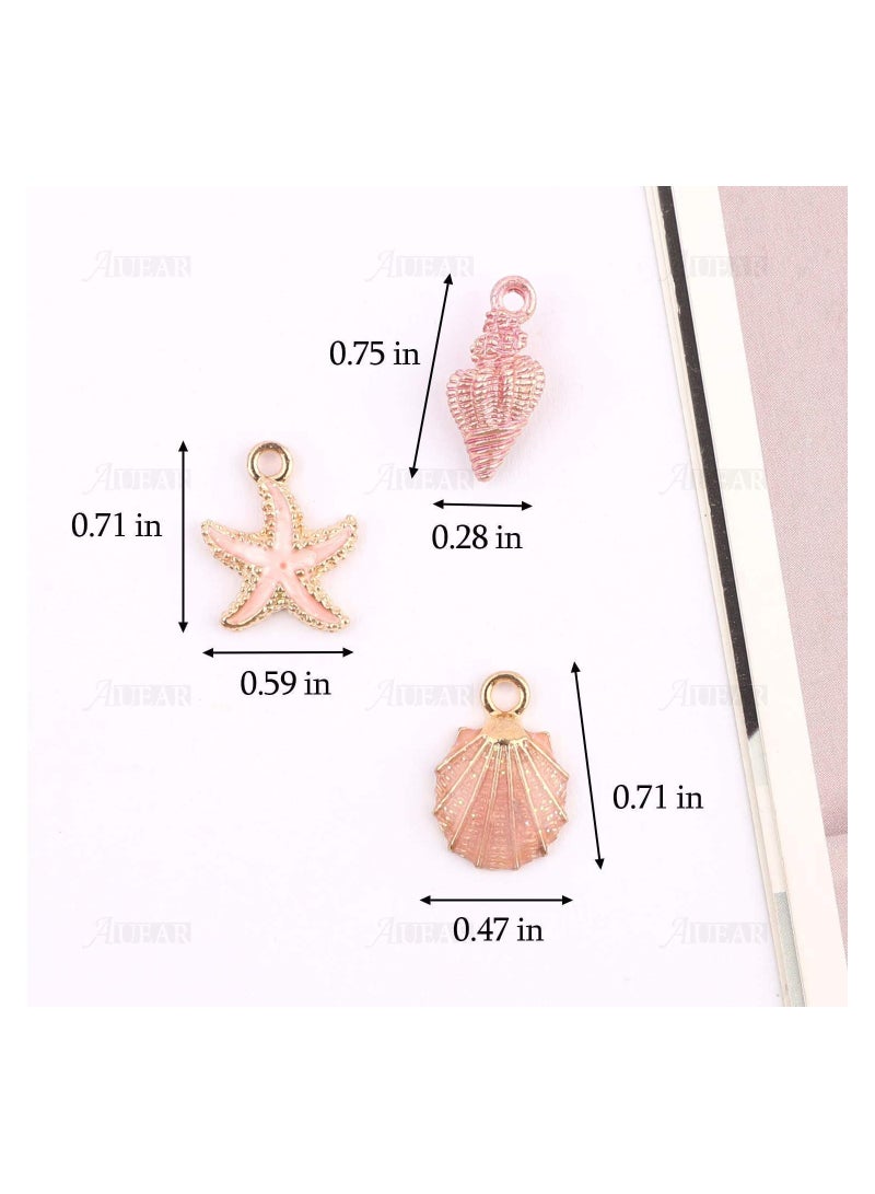 Suntown Charms Pendant, 28Pcs Mixed Ocean Beach Starfish Conch Shell Charm Pendant, DIY Jewelry Making Necklace Bracelet Earring DIY Jewelry Accessories Charms, Alloy Enamel Assorted Ocean Starfish Pendants - Image 5