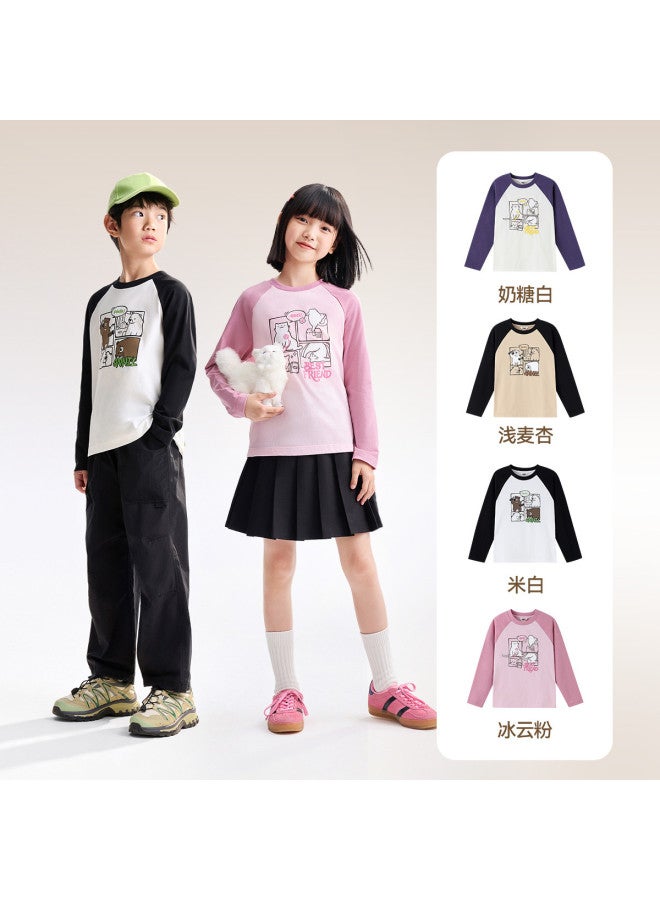 Annil kids' Round Neck Long Sleeve T-shirt 2025 Fall New Drop Shoulder Color Block Design - Image 4