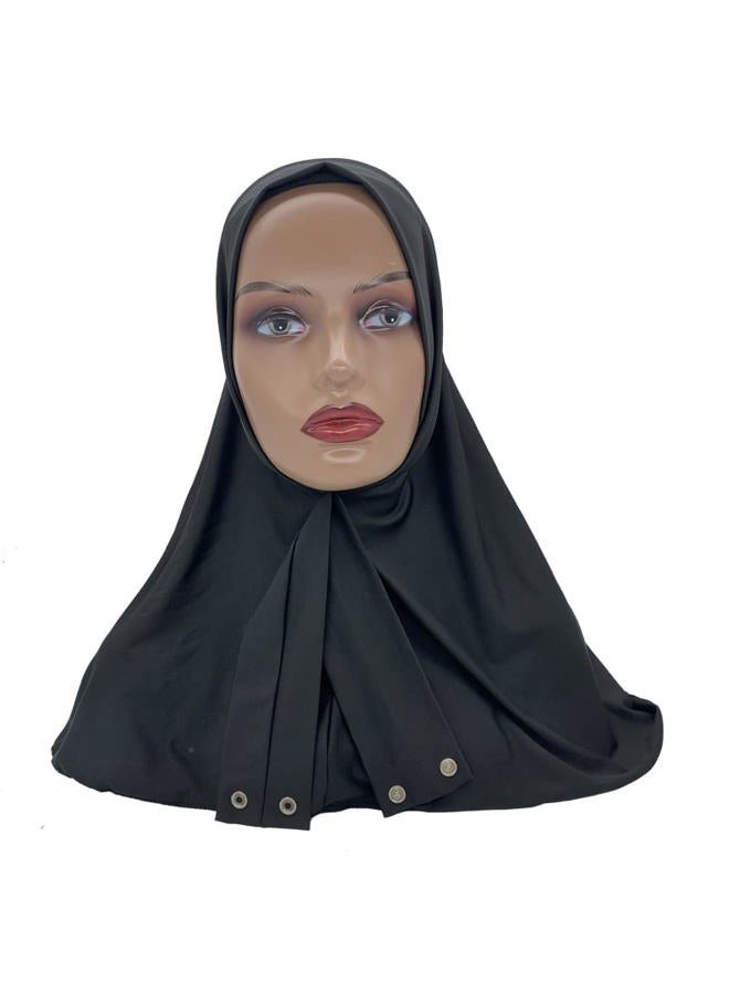 Aibearty Women Fashion Instant Muslim Turban Hijab with Snap Fastener Breathable Headscarf Bonnet Cap Turban Hat Shawl, Black, One size - Image 5