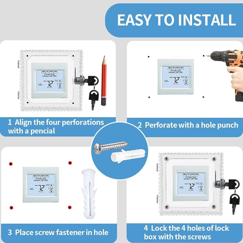 Thermostat Lock Box Wall Mounted Guard Cover With Two Keys For Various Models - Image 5