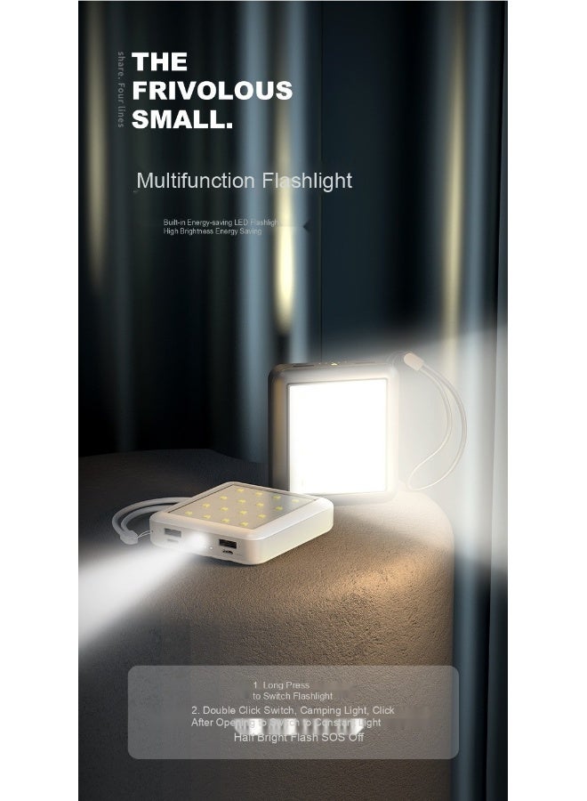 20,000mAh Portable Power Bank with Camping Light – Mini, High-Capacity, Built-in Four-Line Design for Outdoor Use - Image 4