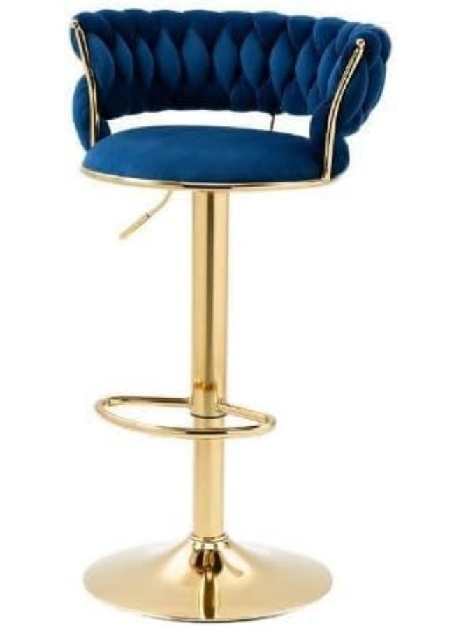 Generic SUPAAR Bar Stool Chair Dining Room Chairs Living Room Adjustable 360° Rotating Gold Metal High Stool With Backrest For Cafes. Velvet Bar Stool Chair Metal Leg. (blue 2 pcs) - Image 5