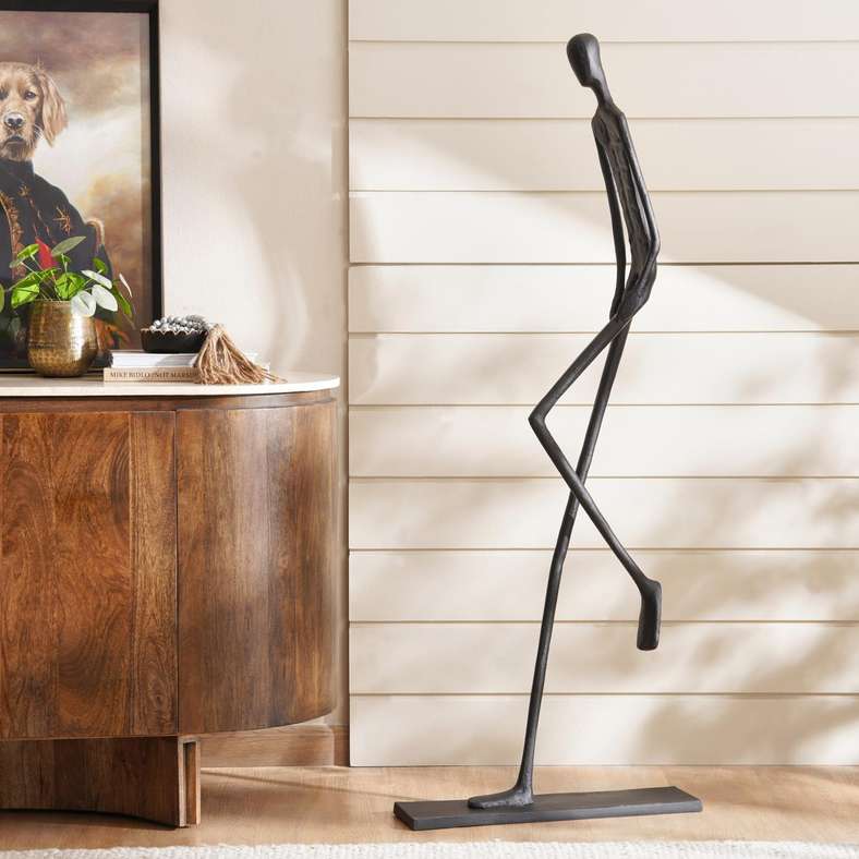 Pan Home Tinley Metal Human Sculpture - Black - Image 1