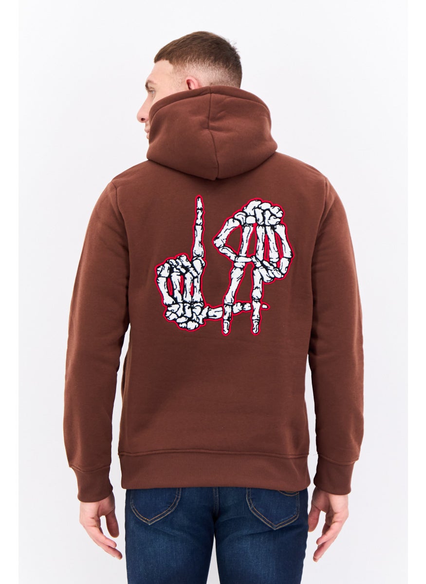 MEMBERS ONLY - Men Hooded Embroidered Logo Long Sleeves Sweatshirt, Brown Combo - Image 1