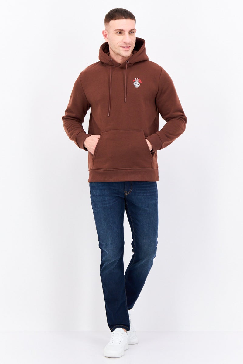 MEMBERS ONLY Men Embroidered Logo Long Sleeves Hoodie, Brown - Image 4