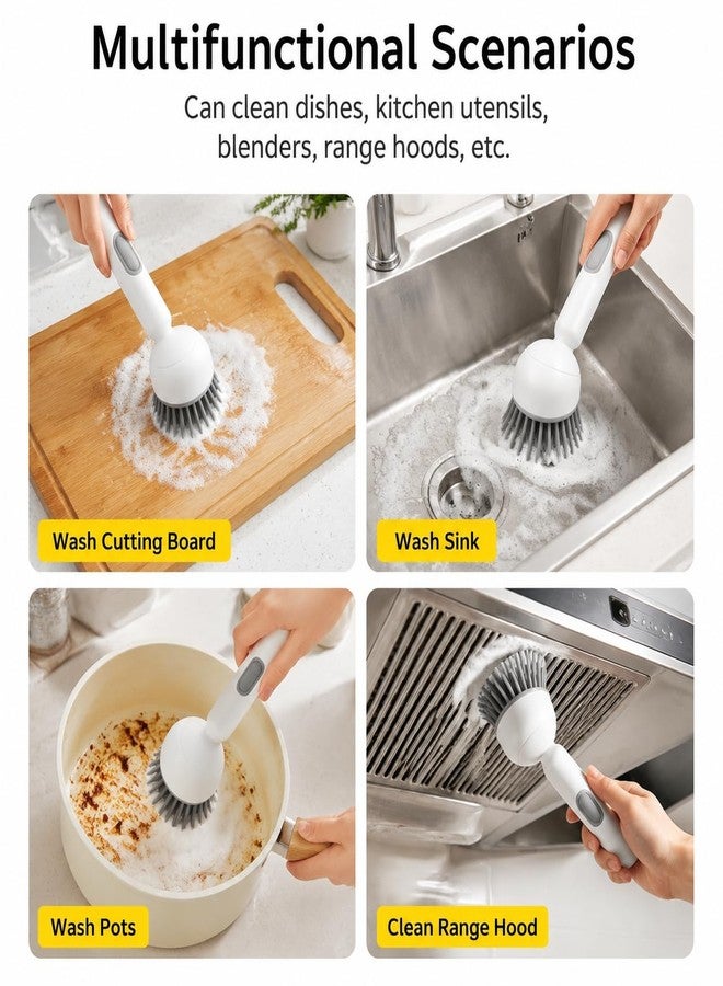 360° Rotating Dish Brush with Soap Dispenser, Kitchen Scrubber for Pots, Pans and Sink Cleaning - Image 3