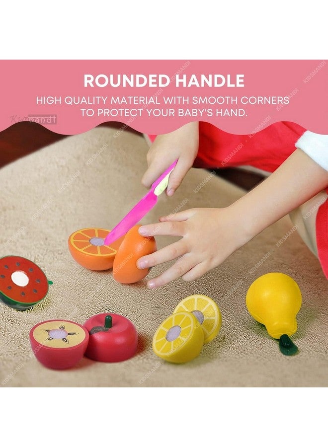 Kids Mandi مجموعة الفواكه والخضروات المقطعة واللعب للأطفال | لعبة تفاعلية للتظاهر مع فواكه وخضروات قابلة للتقطيع بشكل واقعي | طعام مقطع للأطفال - 18 قطعة - Image 4