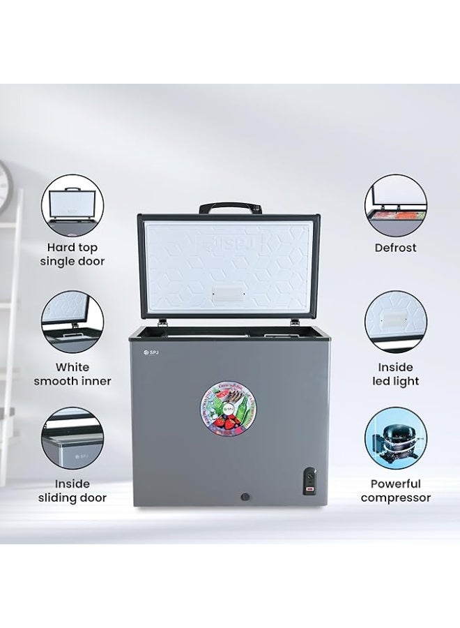 SPJ SPJ 300 L Chest Freezer – SLW395C / POSH‑SLW395C, Hard‑Top Single Door with Tempered Sliding Glass Lid, LED Light, R600a Compressor - Image 2