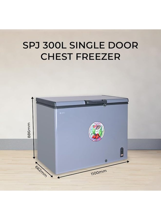 SPJ SPJ 300 L Chest Freezer – SLW395C / POSH‑SLW395C, Hard‑Top Single Door with Tempered Sliding Glass Lid, LED Light, R600a Compressor - Image 3