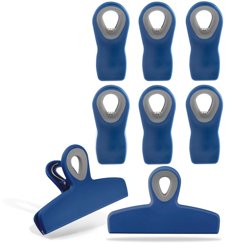 COOK WITH COLOR COOK WITH COLOR Bag Clips  Heavy Duty Chip Clip and Refrigerator Magnet Clips for Food Storage with Air Tight Seal Grip Blue Pack of 8