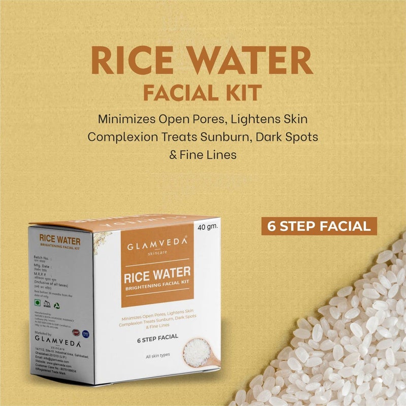 Glamveda Rice Water Brightening Facial Kit Pack Of 2 6 Steps Facial Kit 80 Gm - Image 2
