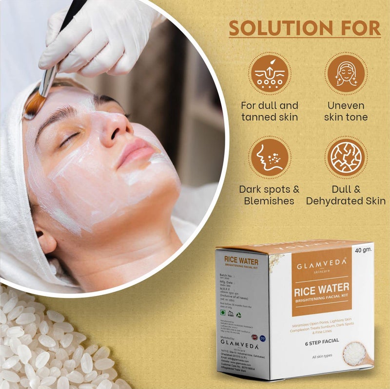 Glamveda Rice Water Brightening Facial Kit Pack Of 2 6 Steps Facial Kit 80 Gm - Image 5