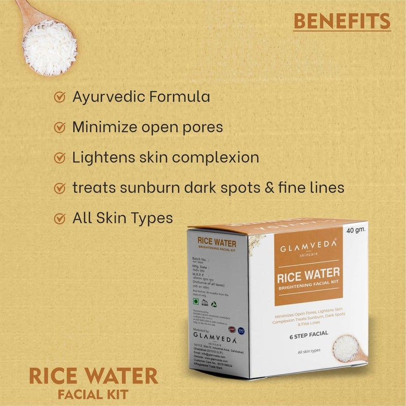 Glamveda Rice Water Brightening Facial Kit Pack Of 2 6 Steps Facial Kit 80 Gm - Image 3