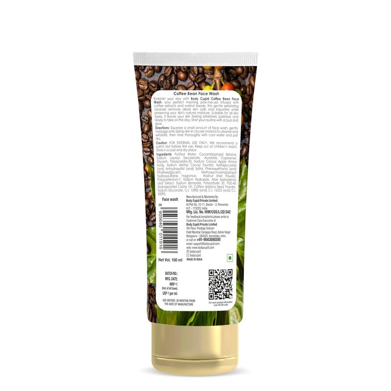 Body Cupid Coffee Bean Face Wash Gentle Exfoliating Face Cleanser with Coffee Extract Walnut Beads Energizing MoistureBalancing Formula 100ml - Image 2
