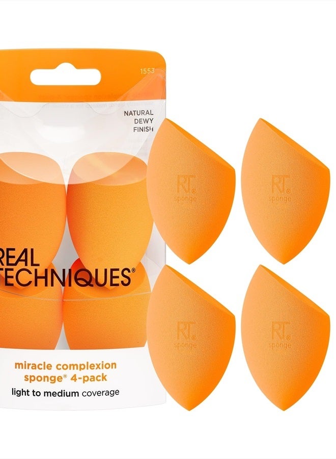 REAL TECHNIQUES Miracle Complexion Sponge Set 4 Pack, Makeup Blender Sponge For Liquid & Cream Makeup, Buildable Coverage, Foundation Sponge For Natural Base, Mother's Day Gift Set, Latex-Free Foam - Image 1