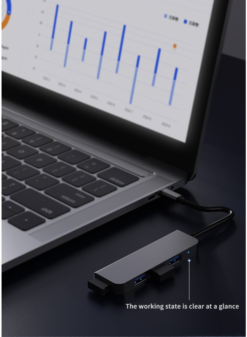 مقسّم USB 3.0 من واحد إلى أربعة USB 3.0 مناسب للكمبيوتر المحمول متعدد الواجهات من نوع تيبيك - Image 2