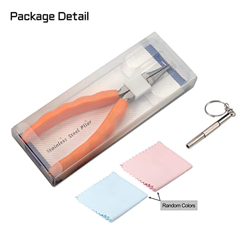 LEONTOOL كماشة ليونتول 6" ذات أنف سلسلة من الفولاذ المقاوم للصدأ - أدوات إصلاح وتعديل النظارات مع مفك براغي وقماش نظارات - Image 5