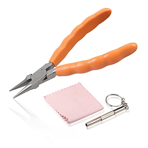 LEONTOOL كماشة ليونتول 6" ذات أنف سلسلة من الفولاذ المقاوم للصدأ - أدوات إصلاح وتعديل النظارات مع مفك براغي وقماش نظارات - Image 1