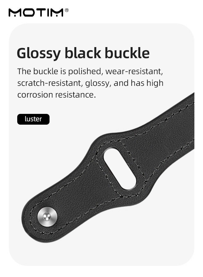 موتيم سوار Apple Watch لـ Apple Watch Series 42 مم/44 مم/45 مم/46 مم/49 مم، تصميم أنيق من الجلد الأصلي للنساء والرجال، حزام بديل نحيف، متوافق مع iWatch SE Series 11/10/9/8/7/6/5/4/3/2/1 - Image 4