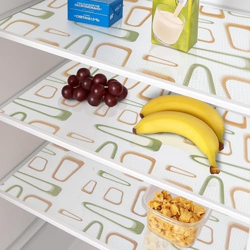 Yellow Weaves PVC Kitchen Mat Fridge Mats 45 cm X 5 Meters Anti Slip Roll, Shelf Liners Sheet for Kitchen, Shelves, Cabinet, Drawer, Wardrobe, Refrigerator, Table (Geometric Brown & Green) - Image 4