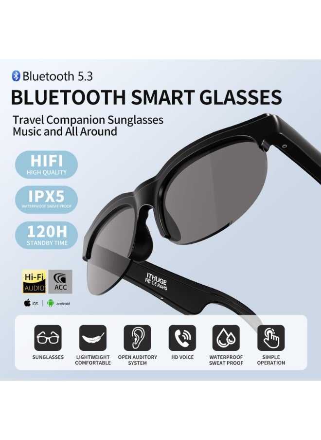 Bluetooth Smart Sunglasses Pro,High-Definition Music Playback,Clear Calls ,Dustproof &IPX5 Waterproof,30g Ultra - Light Design, Polarized Sunglass Lenses, Perfect for Driving/Cycling/Outdoor