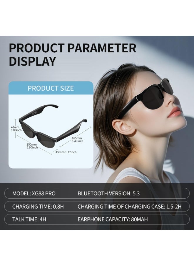 Bluetooth Smart Sunglasses Pro,High-Definition Music Playback,Clear Calls ,Dustproof &IPX5 Waterproof,30g Ultra - Light Design, Polarized Sunglass Lenses, Perfect for Driving/Cycling/Outdoor