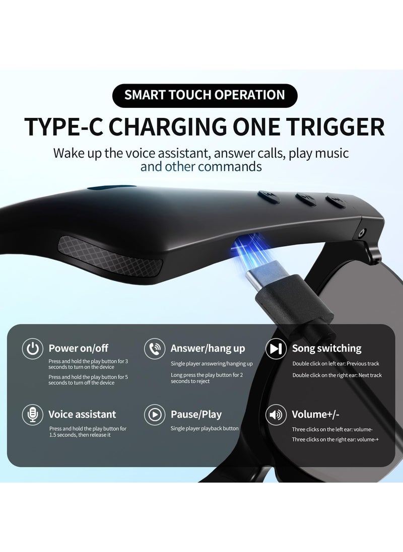 Bluetooth Smart Sunglasses Pro,High-Definition Music Playback,Clear Calls ,Dustproof &IPX5 Waterproof,30g Ultra - Light Design, Polarized Sunglass Lenses, Perfect for Driving/Cycling/Outdoor