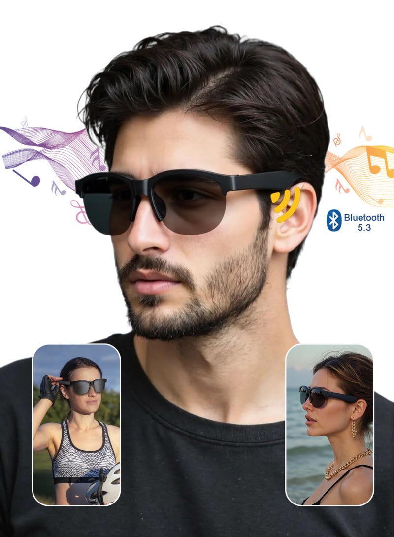 هيومان جوي نظارة شمسية ذكية بتقنية البلوتوث احترافية للقيادة/ركوب الدراجات/الأنشطة الخارجية، تشغيل موسيقى عالية الدقة، مكالمات واضحة، مقاومة للغبار ومقاومة للماء IPX5، وزن 30 جرام، تصميم خفيف الوزن للغاية، عدسات مستقطبة مثالية للنساء والرجال - Image 1