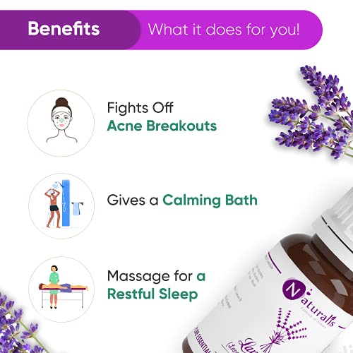 Naturalis Lavender Oil - Pure, Natural, and Undiluted Lavender Essential Oil for Hair, Skin Bath & Therapeutic Massage - Ideal Lavender Essential Oil for Diffuser - 15ml - Image 4