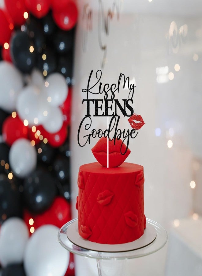 ZACHAKO Black Glitter Kiss My Teens Goodbye Cake Topper, Good Bye My Teen Years, Funny 20th Birthday Party Decorations Supplies for Girls Women - Image 4