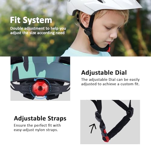 Bilaki Kids Bike Helmet, Boys Girls Helmets from Toddler to Youth, 2 Sizes for Child Ages 2-3-5-8-14 Years, Toddler Bicycle Helmet with Detachable Visor & LED Light, Adjustable Multi-Sport Helmet - Image 3