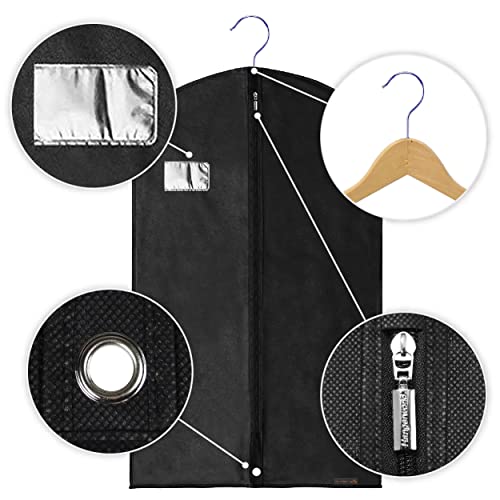 HANGERWORLD 40" Garment Bag Suit Bags for Closet Storage Breathable Clothes Cover Dust Protector (3 Pack, Black) - Image 3