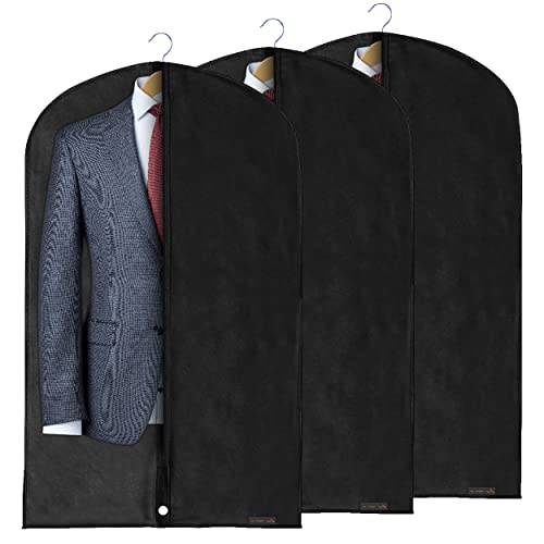 HANGERWORLD 40" Garment Bag Suit Bags for Closet Storage Breathable Clothes Cover Dust Protector (3 Pack, Black) - Image 1