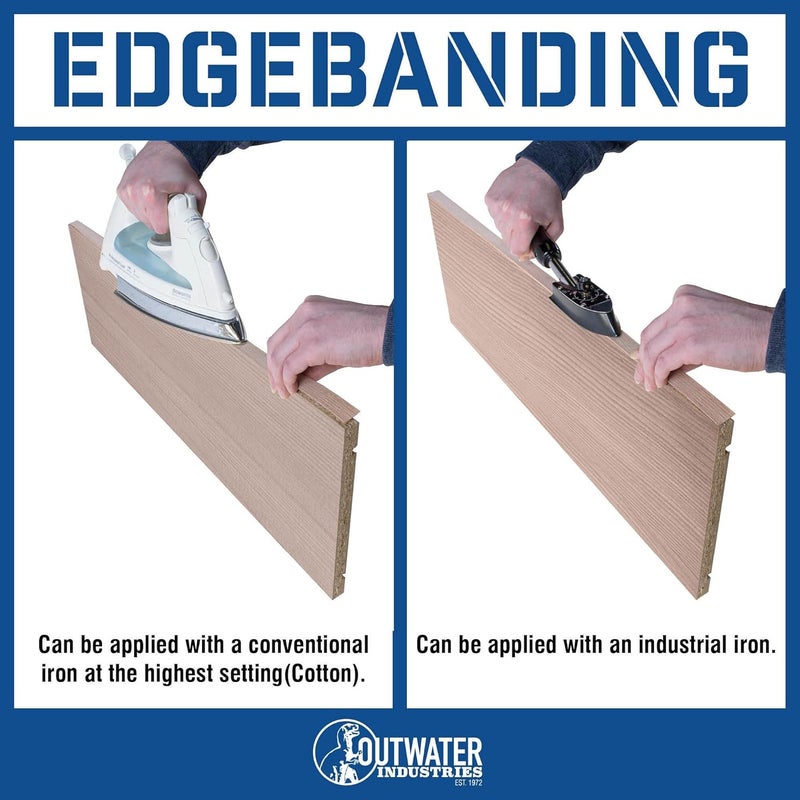 EdgeMate 13/16" Red Oak Veneer Iron-On Edgebanding Tape (25 Feet) | Pre-Glued with Hot Melt Adhesive | Stainable/Paintable Wood | by Outwater - Image 4
