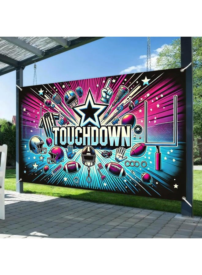 HOMETITUTE Football Touchdown Party Banner 71x43 Inch Stadium Glow Backdrop Game Day Celebration Poster Field Lights Sports Theme Decoration for Indoor Outdoor Events and Gatherings - Image 2