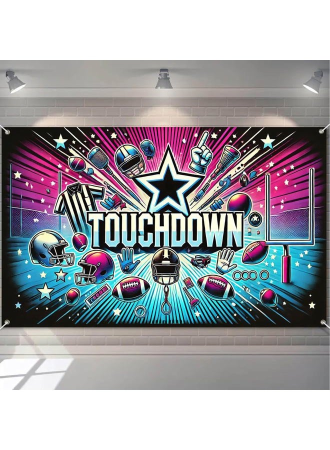 HOMETITUTE Football Touchdown Party Banner 71x43 Inch Stadium Glow Backdrop Game Day Celebration Poster Field Lights Sports Theme Decoration for Indoor Outdoor Events and Gatherings - Image 1
