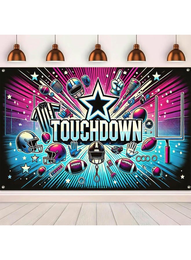 HOMETITUTE Football Touchdown Party Banner 71x43 Inch Stadium Glow Backdrop Game Day Celebration Poster Field Lights Sports Theme Decoration for Indoor Outdoor Events and Gatherings - Image 5