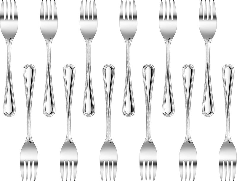 New Star Foodservice 1029734 Bead Pattern, 18/0 Stainless Steel, Salad Fork, 6.6-Inch Set of 12 - Image 1
