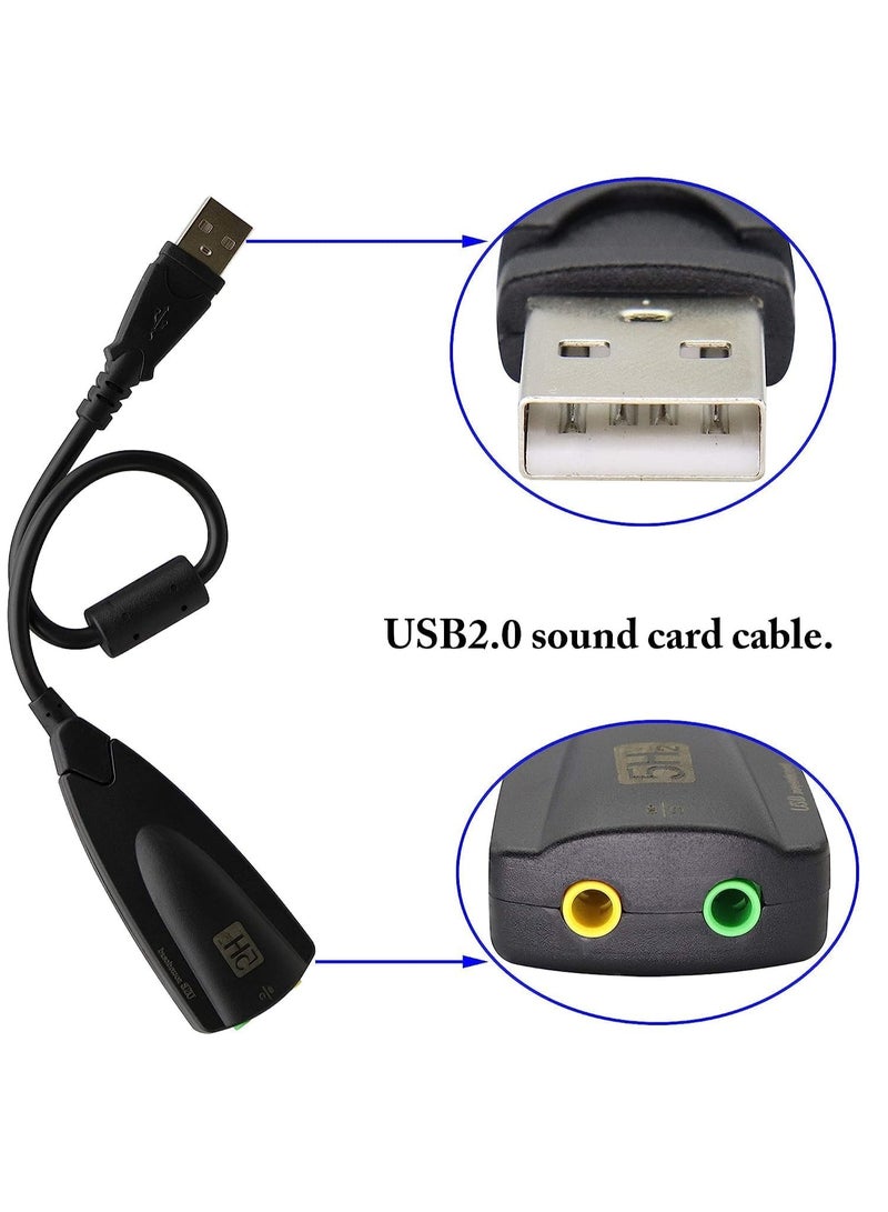 Axon X1174 USB 7.1 External Sound Card Adapter, 5H, 2-Port, 3D Channel, Headphone Equalizer with 3.5mm Jack Microphone for Laptop and PC - Image 3