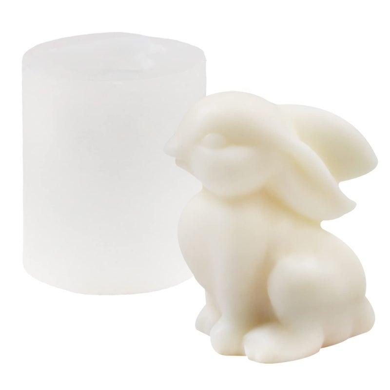 ZAKVOOR 3D Rabbit Candle Silicone Molds Easter Bunny Resin Casting Mould for DIY Candle Making Polymer Clay Craft Plaster Home Decoration