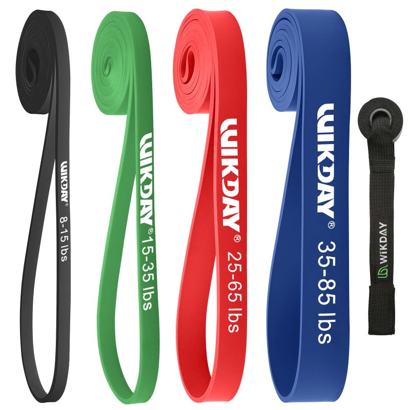 WIKDAY Resistance Bands, Pull Up Assistance Bands, Workout Bands, Heavy Exercise Bands Set with Door Anchor, Elastic Bands for Body Stretching, Training at Home/Gym for Men & Women - Image 1