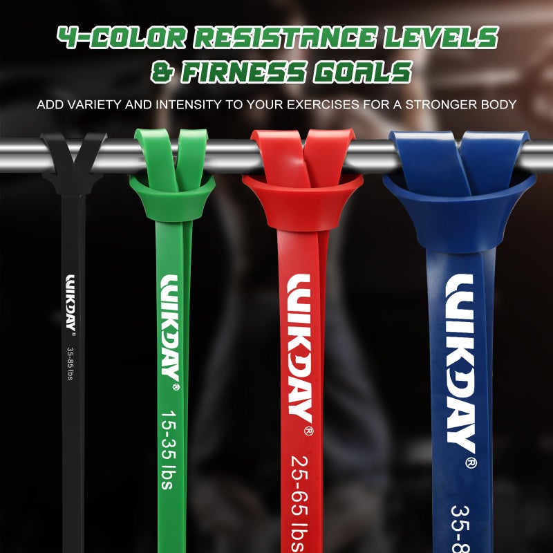 WIKDAY Resistance Bands, Pull Up Assistance Bands, Workout Bands, Heavy Exercise Bands Set with Door Anchor, Elastic Bands for Body Stretching, Training at Home/Gym for Men & Women - Image 4