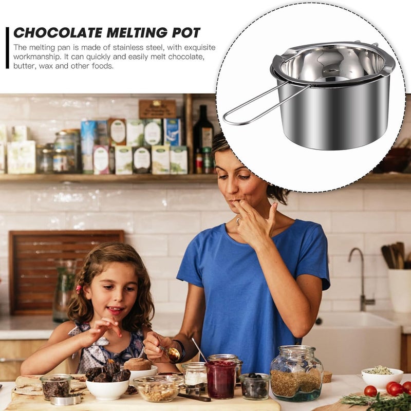 Healeved Double Boiler Pot 400ml Wax Melting Pot 201 Stainless Steel for Chocolate Candy Butter Melting and Candle Making Kitchen Cookware Set - Image 3