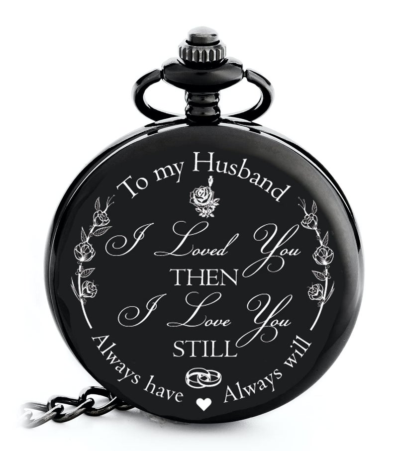 FJ FREDERICK JAMES Anniversary Gift's for Men - Engraved ‘to My Husband’ Pocket Watch | Anniversary Gift's for Him I Love You Gift for Husband for Birthday I Valentines - Image 1