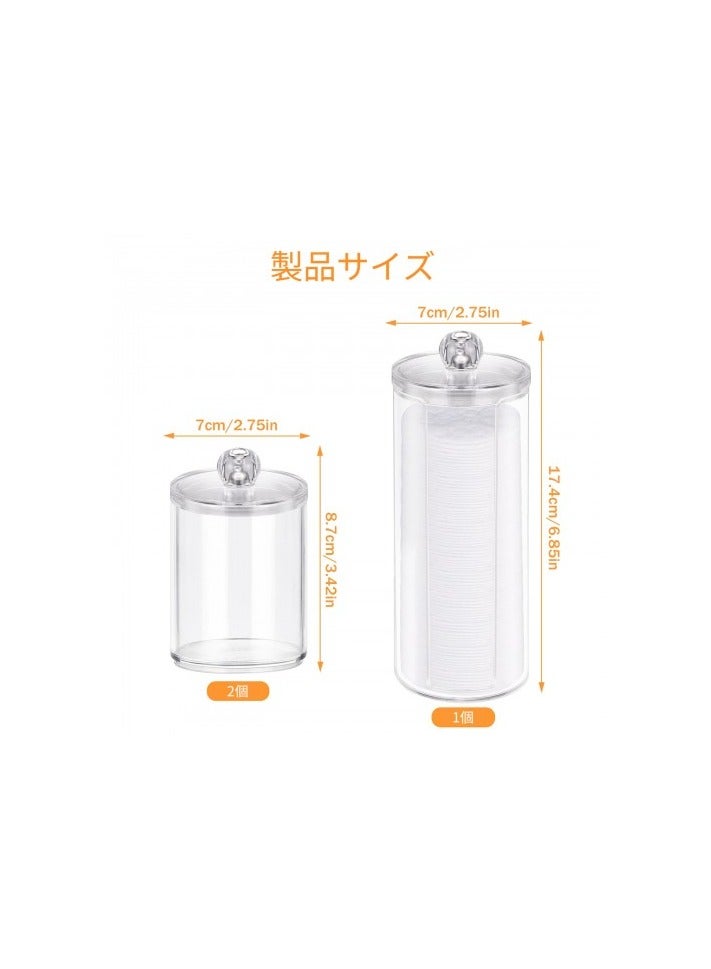 3-Piece Acrylic Cotton Pad and Swab Storage Jars – Clear Bathroom Organizer Containers with Lids, for Cotton Balls, Floss, Tampons & Makeup Tools - Image 2