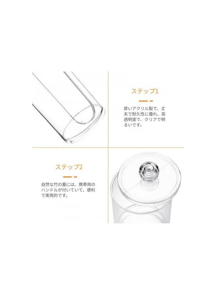 3-Piece Acrylic Cotton Pad and Swab Storage Jars – Clear Bathroom Organizer Containers with Lids, for Cotton Balls, Floss, Tampons & Makeup Tools - Image 3