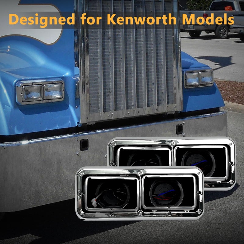 Grandroad auto Headlight Housing Base with Chrome Dual Headlight Bezel Fit For Kenworth T400 T600 T800 W900 K100 C500, Peterbilt 378 379, Western Star 4900, Freightliner FLD Classic XL - Image 5