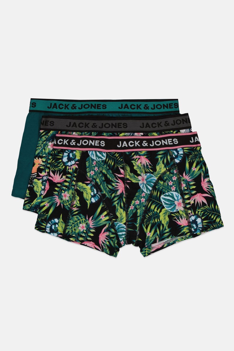 Jack Jones Kids Boy 3 Pieces Allover Print Boxer Briefs, Multicolor - Image 1
