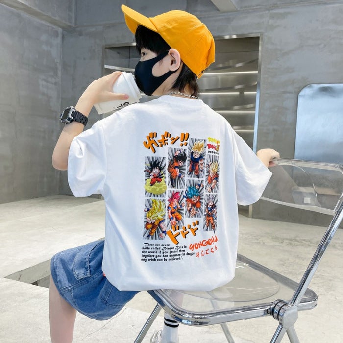 Children'S Clothing Boys' Short-Sleeved T-Shirt Summer Wear 2026 New Style For Older Children Summer Boys' Pure Cotton Top Trendy T-Shirt - Image 1